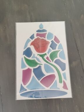 Disney's Beauty And The Beast Sained Glass Rose Sticker